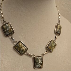 Navajo Sterling Silver & Dinosaur Bone Necklace